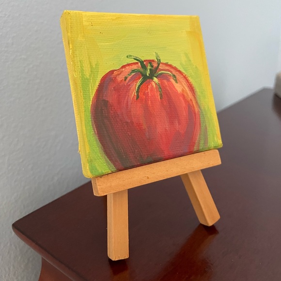 Original 3”x3” tomato painting - Picture 3 of 5